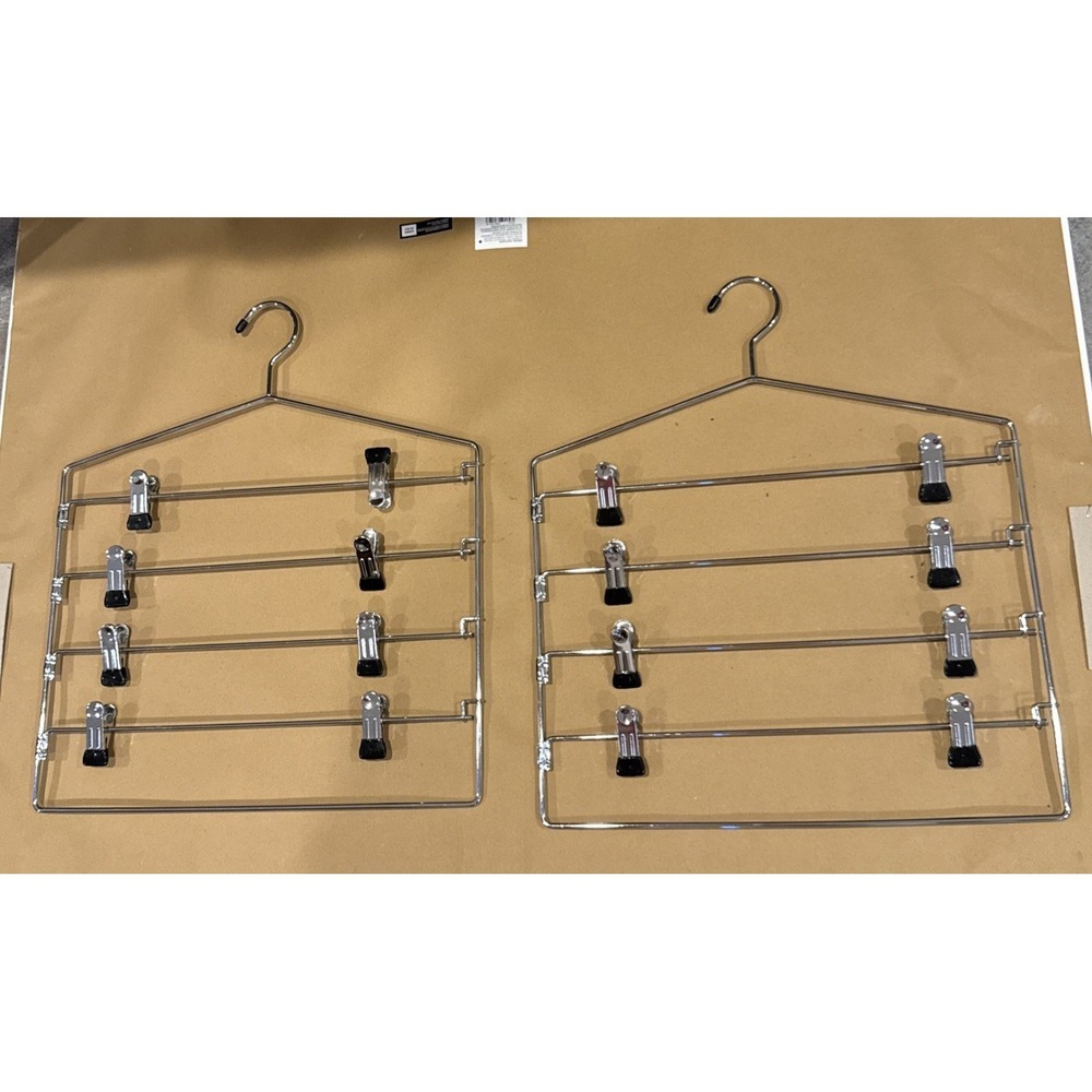 Two 4 Swing Arm With Clips Pants Hangers Holds 5 Pairs Stainless Steel Non Slip